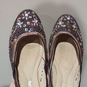 Michael Shannon Multicolor Sequin And Bead Kitten Heel Shoes, 9.5